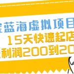 淘宝蓝海虚拟项目4.0，15天快速起店，单天利润200到2000元